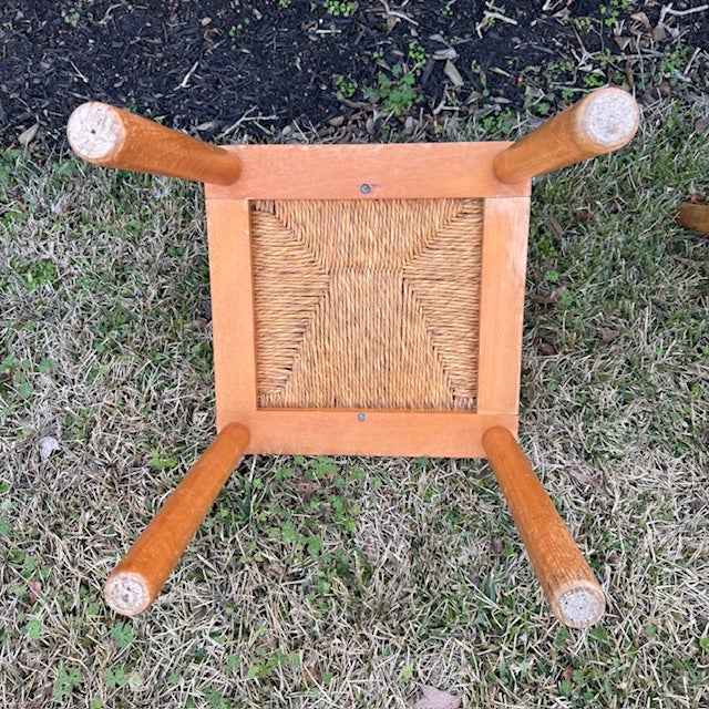 Set of 2 Early 20th Century Solid Wood Rush Seat Dining Chairs For Sale - Image 12 of 14