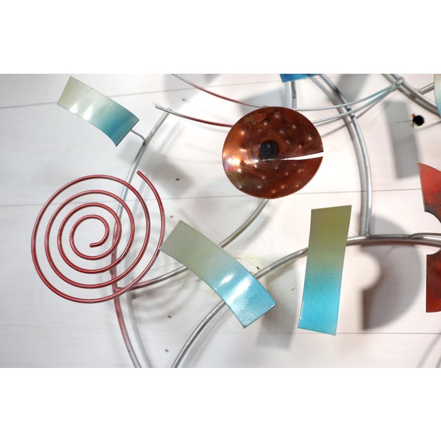 Mid-Century Modern Vintage Curtis Jere Style Circular Rings Sculpture Wall Hanging Brass Copper Metal Mid Century Modern Retro Style Artisan House Brutalist For Sale - Image 3 of 10