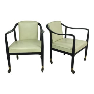 Mid-Century Black Lacquer & Vinyl Lounge Chairs - a Pair For Sale