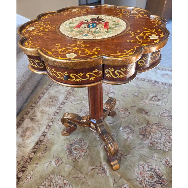 Mid 20th Century Louis XV Style Marquetry and Gilt Side Table For Sale - Image 4 of 12