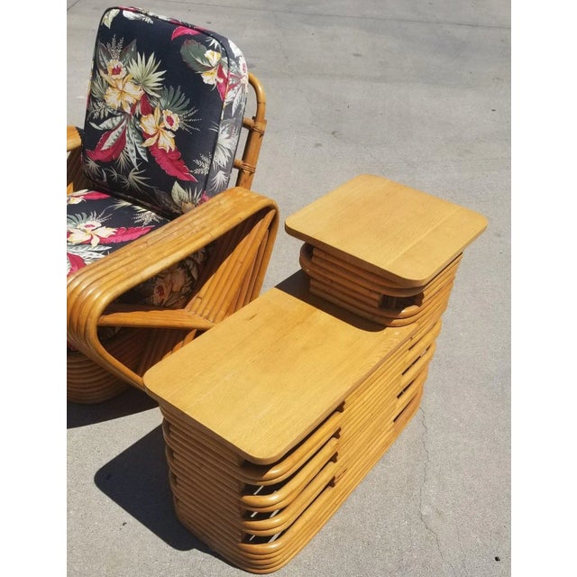 Restored Rattan 6 Strand Square Pretzel Lounge Chair Living Room Set - 3 Pieces For Sale - Image 9 of 13