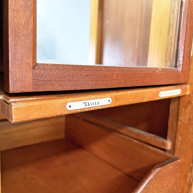 Italian Art Deco Style Wooden Wardrobe with Mirror and Shelves, 1930s For Sale - Image 9 of 18