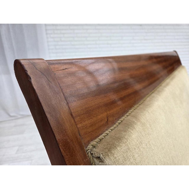 Danish 2-Seater Highback Sofa in Furniture Velour and Lacquered Teak Wood, 1950s For Sale - Image 16 of 18