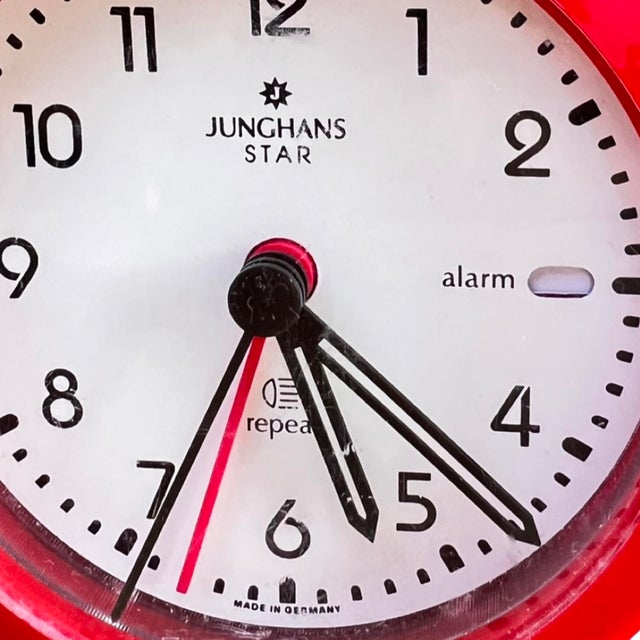 Modernist Red Junghans Alarm Clock, Germany 1980s. For Sale - Image 9 of 10