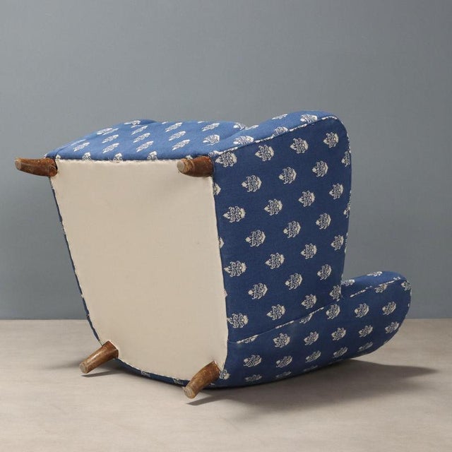 Blue Mid-Century Lounge Chair, 1950s-1960s For Sale - Image 8 of 9