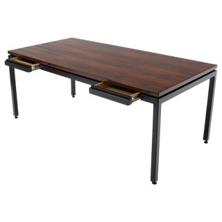 Dunbar Vivid Rosewood Grain Low Profile Mid Century Modern Desk Writing Table. For Sale
