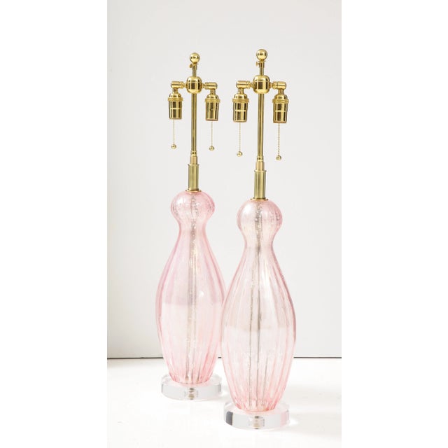 Mid-Century Modern 1960's Large Murano Glass Lamps. - A Pair For Sale - Image 3 of 10