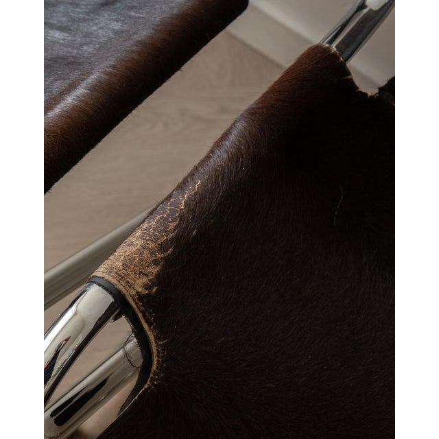 Italian Chrome and Cowhide Cantilever Dining Chairs, 1970s, Set of 4 For Sale - Image 18 of 18