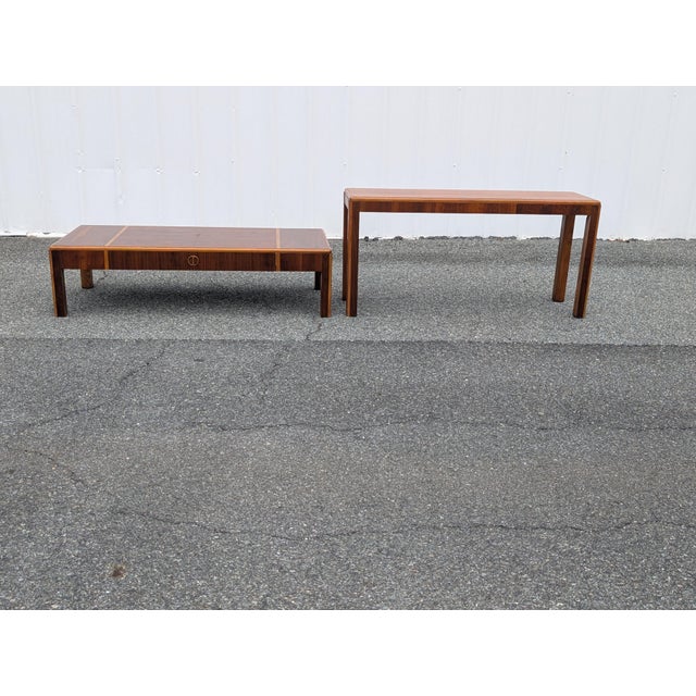 Mid Century Wall Console Walnut Table by Lane For Sale - Image 14 of 14
