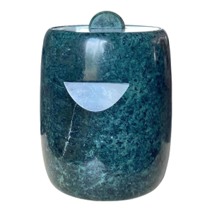 Georges Briard Green Marble Lidded Ice Vessel Bucket