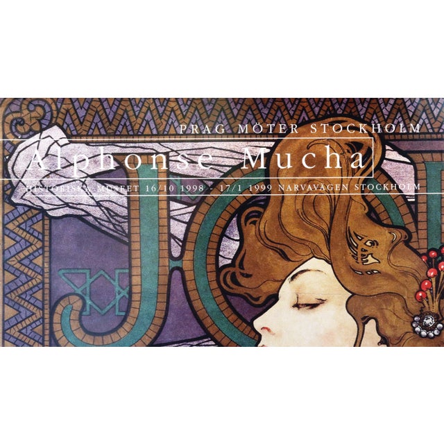 Alphonse Mucha 1999 Swedish Exhibition Poster, Alphonse Mucha, Swedish History Museum, Stockholm For Sale - Image 4 of 4
