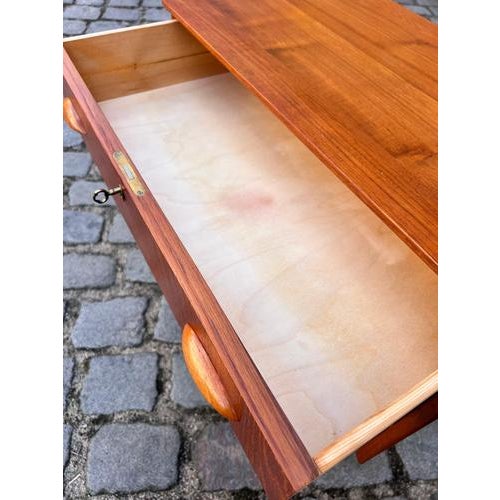 Brown Small Danish Chest of Drawers with Shell Handles and Lock For Sale - Image 8 of 11