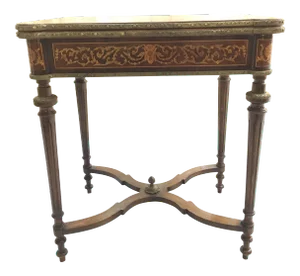 1900s Traditional Inlay Woodwork and Bronze Game Table