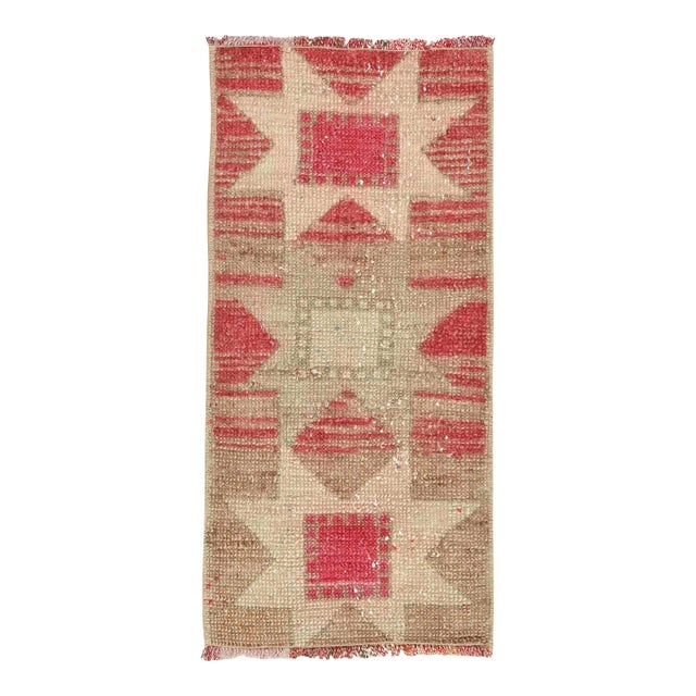 Vintage Decorative Mini Turkish Rug For Sale
