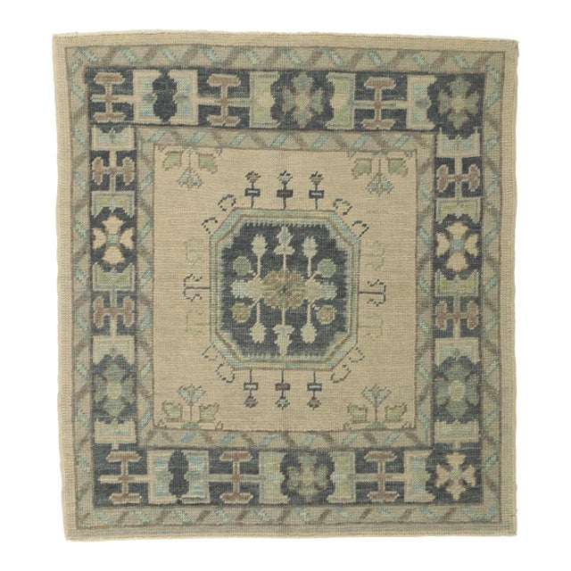 Turkish Oushak Square Accent Rug, 03'06 X 03'10 For Sale