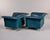Vintage Poltrona Frau Teal Leather Chairs - Pair For Sale - Image 9 of 12