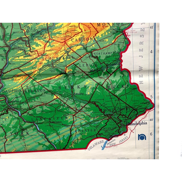 Vintage 1950's Pull-Down School Map of Pennsylvania by Nystrom For Sale - Image 4 of 15
