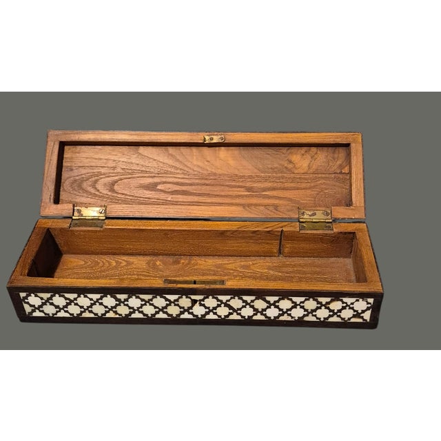 Vintage Inlay Bone Wood Glove- Trinket -Jewelry Box For Sale - Image 6 of 10