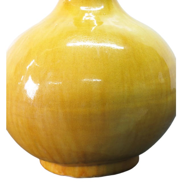 Chinese Yellow Long Neck Vase For Sale - Image 3 of 4