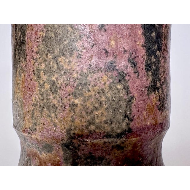 This cylindric high-quality studio ceramic art vase was handcrafted by the renown German ceramist duo Elmar & Elke Kubicek...