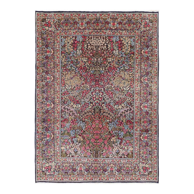 Navy Blue Hand Knotted Persian Vintage Kerman For Sale