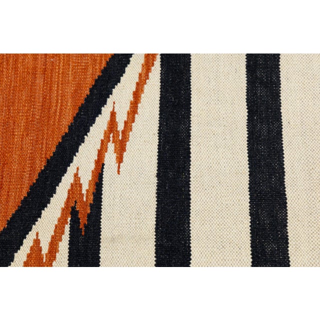 9x12 Modern Navajo-Inspired Geometric Wool Rug– Terracotta, Black & Cream For Sale - Image 11 of 11