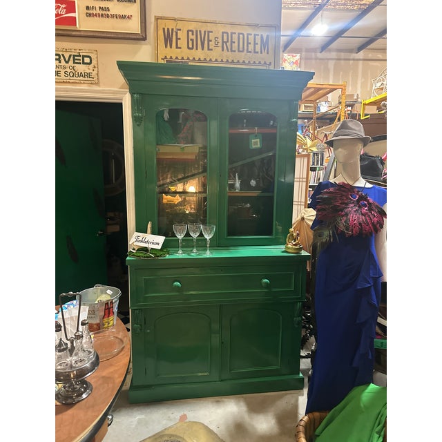 Up for consideration is a beautiful vintage Kelly green large cabinet. This would look lovely in your home and it is a...