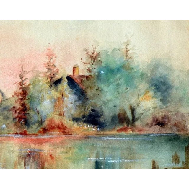 C G Standeford Pond Reflections Watercolor Landscape 1940 For Sale - Image 4 of 7