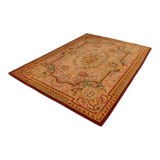 Vintage Indo Savonnerie 14'4"x 10'2" Handwoven Rug For Sale
