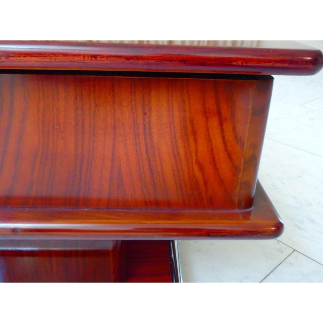 Brown Mid-Century Modern Bar Table with Opening Mechanism and Chrome Trim, 1960s For Sale - Image 8 of 15