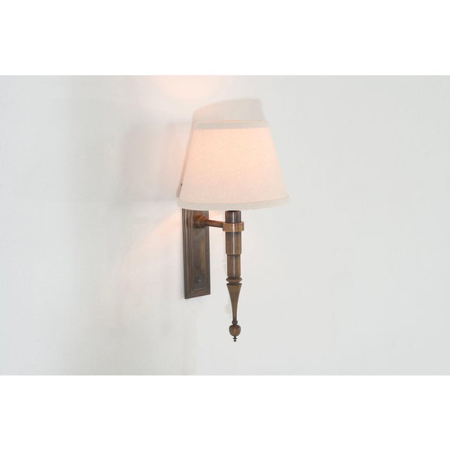 Custom French Single Library Sconce in Solid Brass, 2000c - a Pair For Sale - Image 9 of 9
