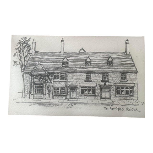 “The Post Office, Woodstock” Vintage Original Pencil Drawing For Sale