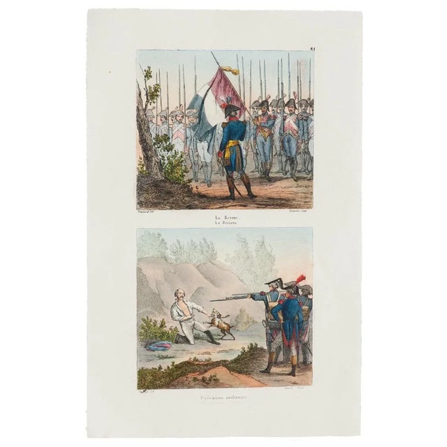 Battle is an original Hand-colored lithograph on paper realized by an Anonymous artist of the XIX century. Included two...