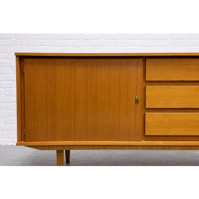 1960s Mid Century Modern Oak Sideboard | 1960’s Scandinavian Credenza | Vintage MCM Media Console Cabinet For Sale - Image 5 of 12