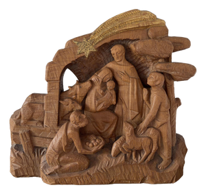Flavio Pancheri, Italian Nativity Relief, 1970s, Chestnut