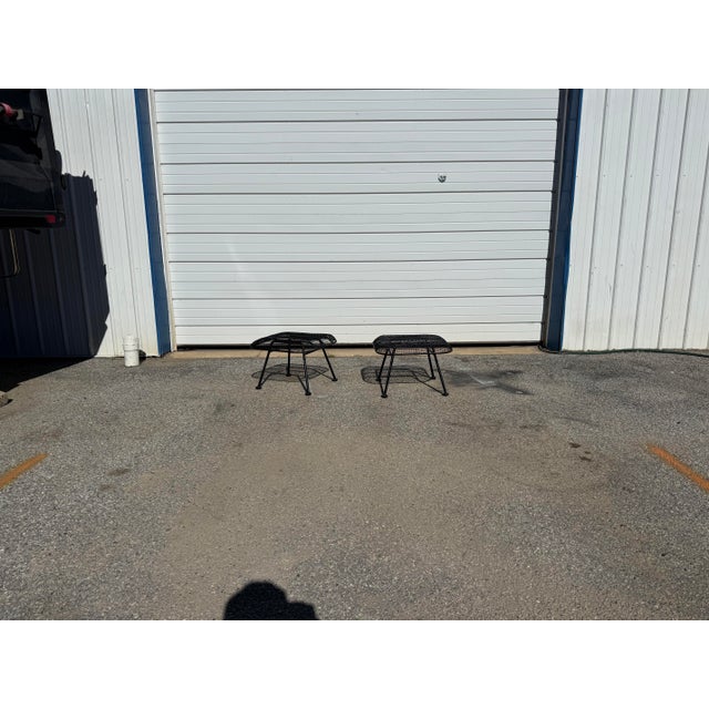 Black Mid-Century Modern Russell Woodard Sculptura Outdoor Wrought Iron Ottoman/Stool For Sale - Image 8 of 8