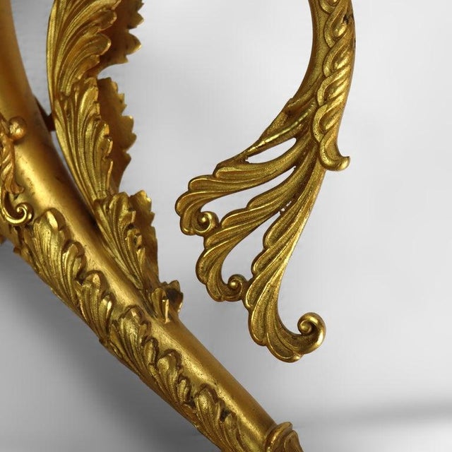 Traditional Pair Antique Napoleonic French Empire Gilt Bronze Conucopia Form Sconces 19thC For Sale - Image 3 of 8