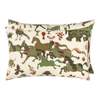 Scalamandre 22" x 14" Legends Pillow in Olive Adobe For Sale