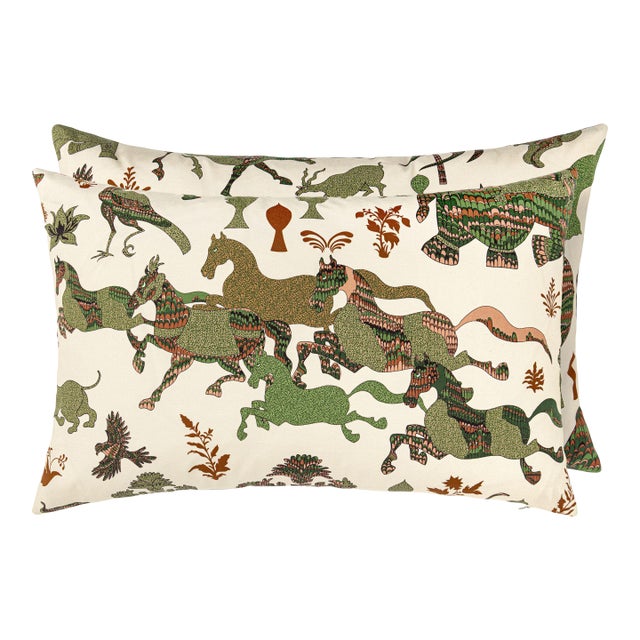 Scalamandre 22" x 14" Legends Pillow in Olive Adobe For Sale