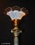 British Brass Corinthian Column Table Lamp with Vaseline Glass Shade, 1940s For Sale - Image 3 of 14