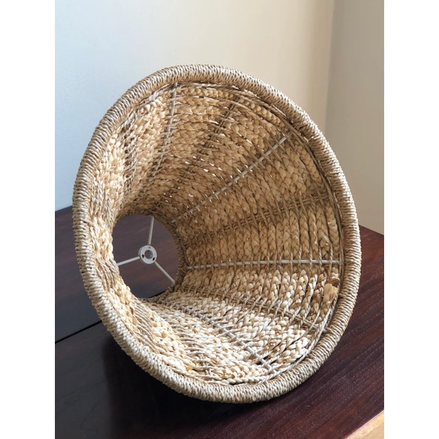 Tan Vintage Handwoven Rope Style Wicker Lamp Shade For Sale - Image 8 of 13