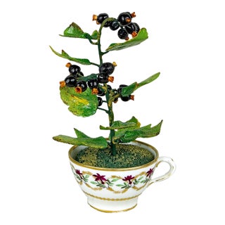 Didier Gardillou – Porcelain Blackcurrant Bush in an 18th-Century Holder by the Manufacture À La Reine For Sale