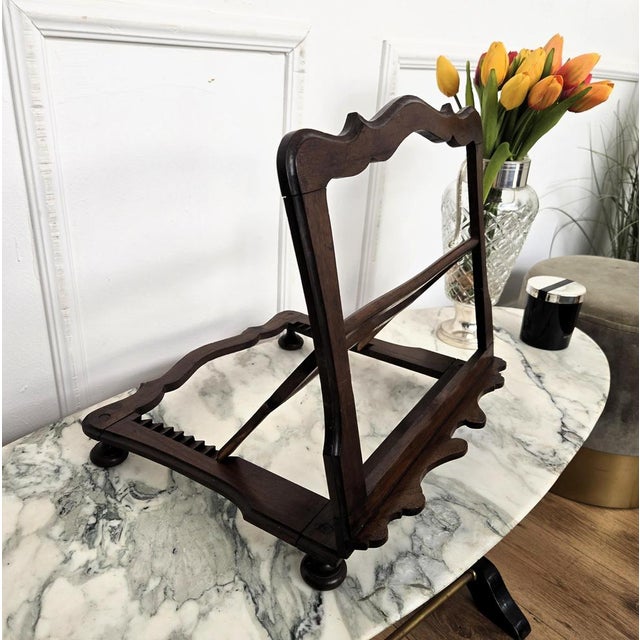 Italian Decorated Adjustable Lectern Bookstand in Carved Wood, 1960s For Sale - Image 6 of 9
