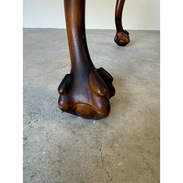 Vintage Georgian Style Carved Mahogany Wood Coffee Table With Claw Feet For Sale - Image 12 of 18