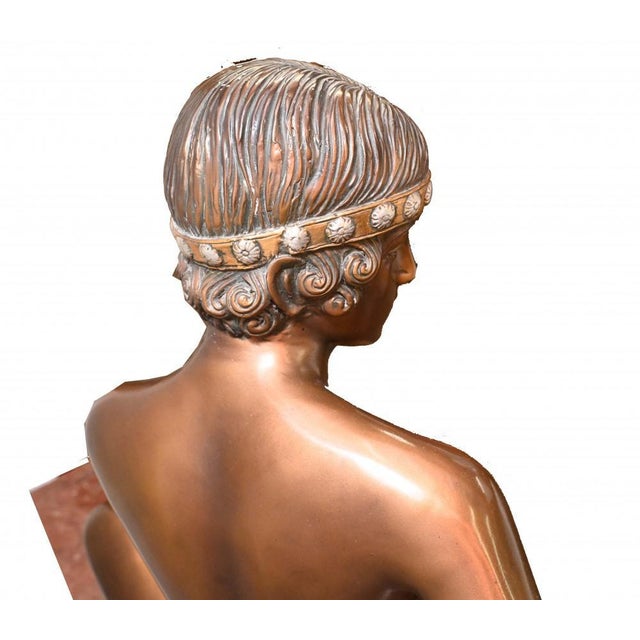 Red Large Art Deco Statue Female Nude Figurine in Resin For Sale - Image 8 of 11