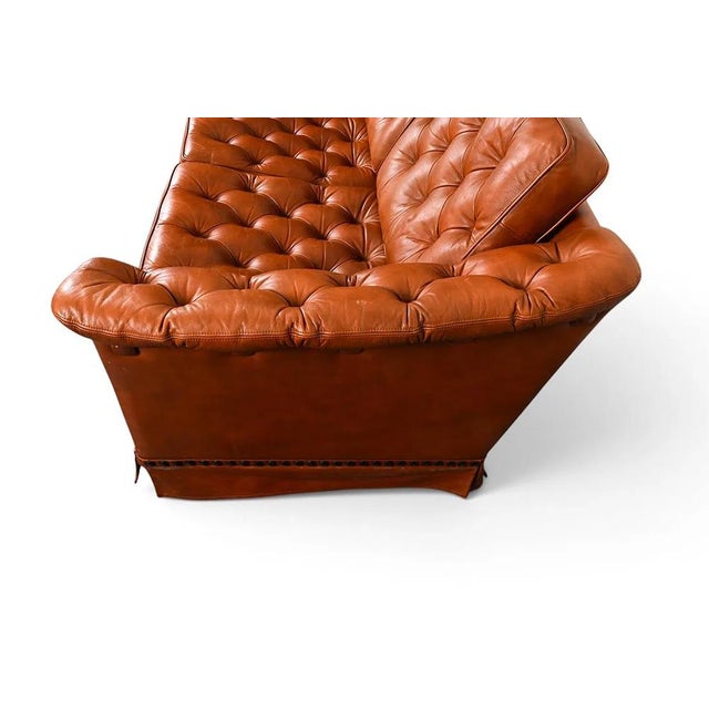 Danish Chesterfield Leather Loveseat Sofa For Sale In New York - Image 6 of 10