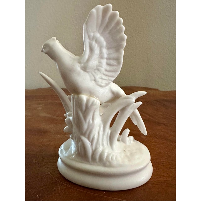 Vintage Mid 20th Century White Bisque Porcelain Pheasants Figurine For Sale - Image 4 of 9