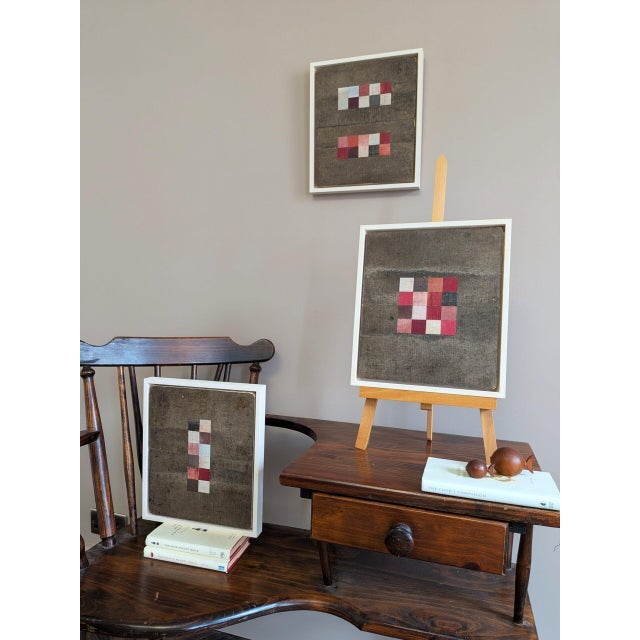2026 Contemporary 'Geometric Collage 12 Squares' Original Mini Mixed Media Painting by British Artist Dave Boyd, Framed For Sale - Image 4 of 10