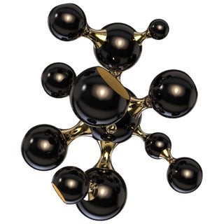 Wall Light In Black With Brass Detail For Sale