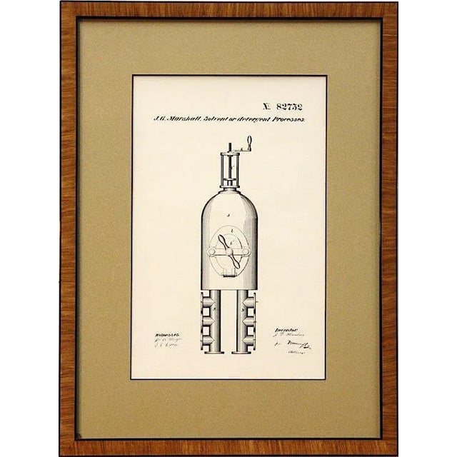 Traditional Late 19th Century Framed Solvent or Detergent Processes Print, Patent No. 82732 by j.g. Marshall, Oct. 1868 For Sale - Image 3 of 3